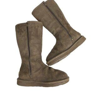 UGG Sumner Tall Boots Suede Shearling Side Zip Chocolate Brown Womens Sz 5